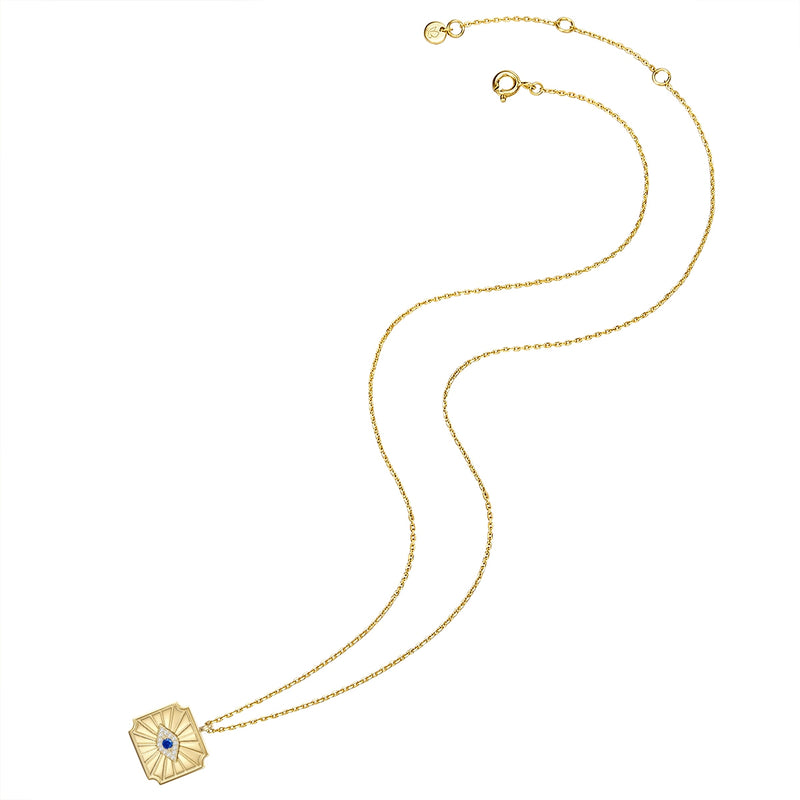 Kette mit Anhänger Sterling Silber gelbgold Zirkonia weiß Spinell (synth.) blau