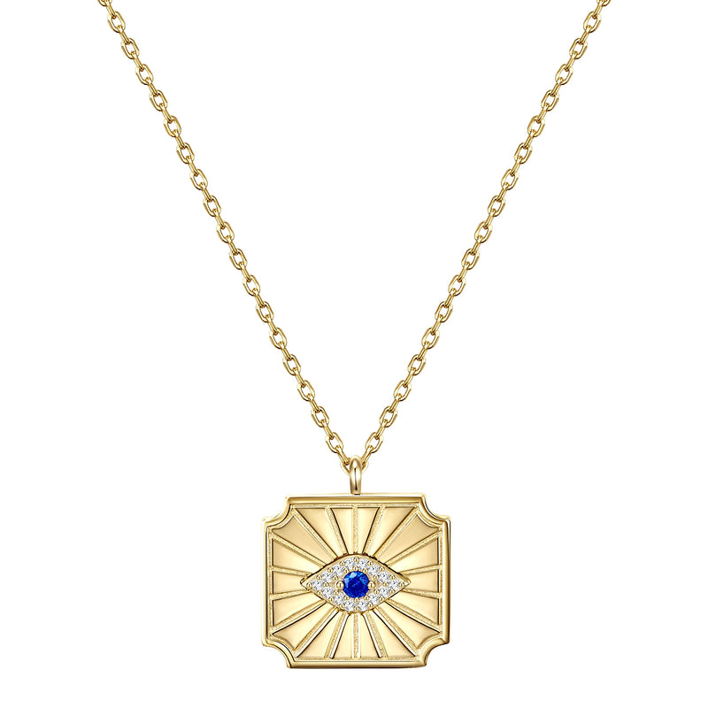 Kette mit Anhänger Sterling Silber gelbgold Zirkonia weiß Spinell (synth.) blau