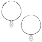 Creolen Sterling Silber Süßwasser-Zuchtperle weiß