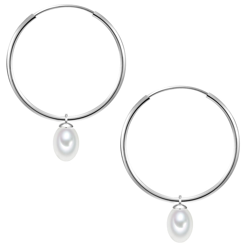 Creolen Sterling Silber Süßwasser-Zuchtperle weiß