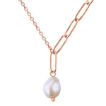 Kette Edelstahl roségold Süßwasser-Zuchtperle weiß