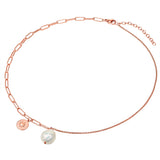 Kette Edelstahl roségold Süßwasser-Zuchtperle weiß