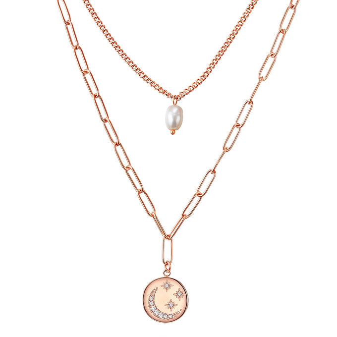 Kette Edelstahl roségold Süßwasser-Zuchtperle weiß Preciosa weiß