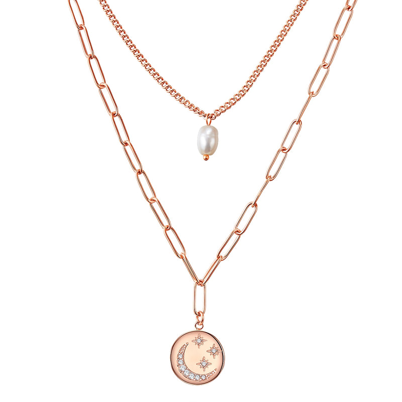 Kette Edelstahl roségold Süßwasser-Zuchtperle weiß Preciosa weiß