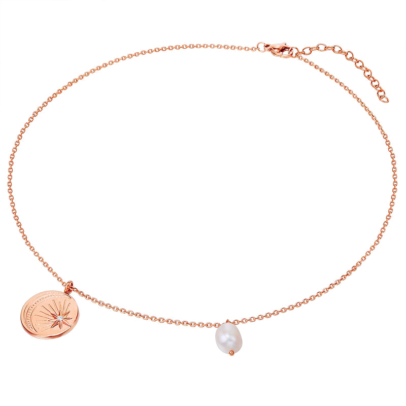 Kette Edelstahl roségold Süßwasser-Zuchtperle weiß Preciosa weiß
