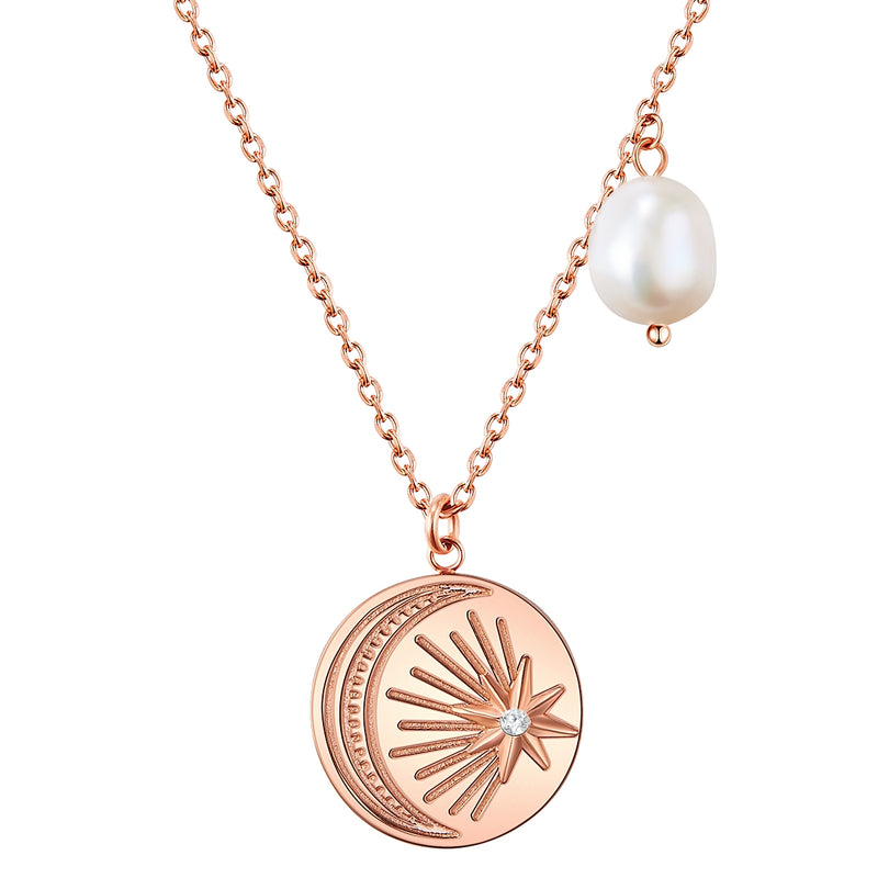 Kette Edelstahl roségold Süßwasser-Zuchtperle weiß Preciosa weiß