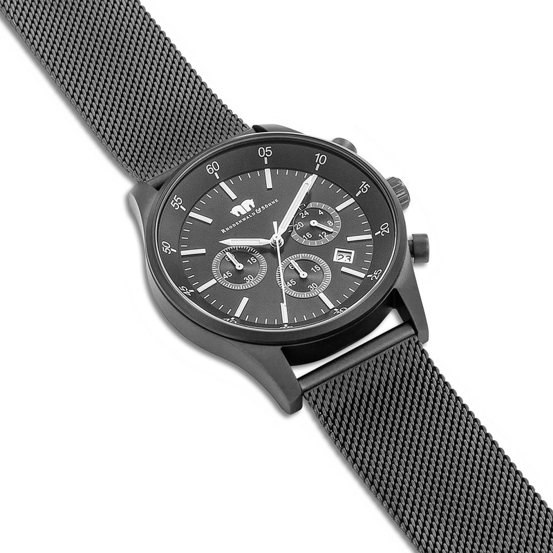 Herren Chronograph grau Edelstahl grau