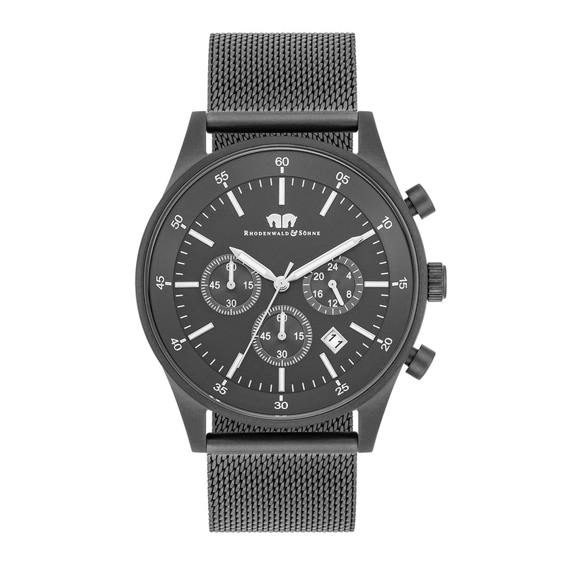 Herren Chronograph grau Edelstahl grau