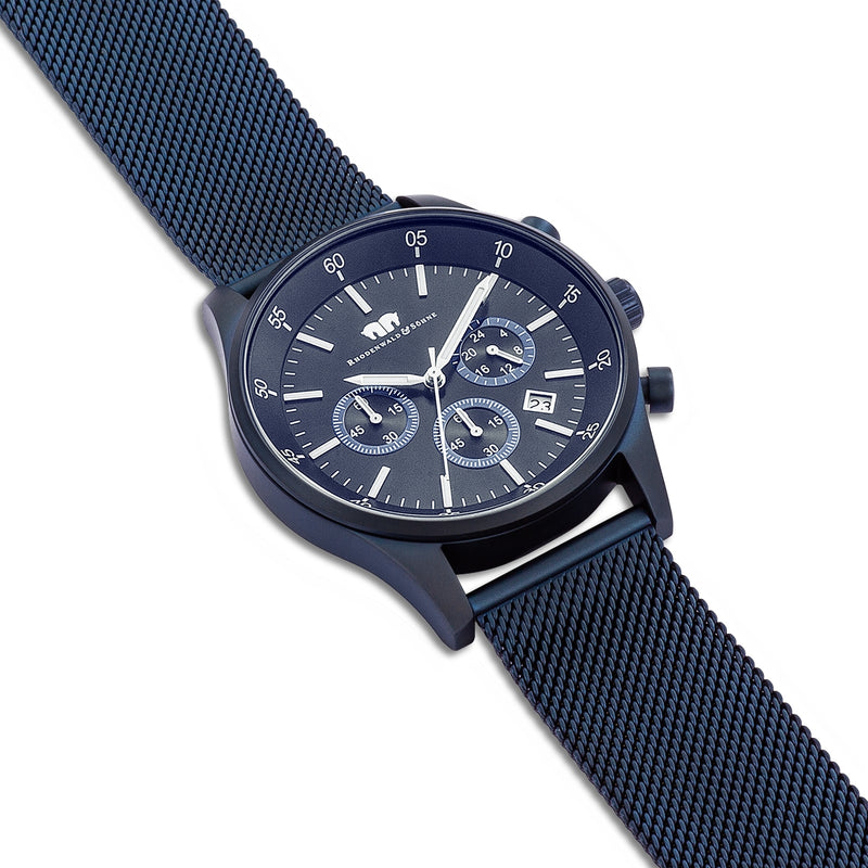 Herren Chronograph blau Edelstahl blau