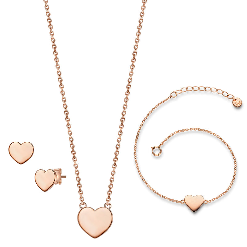 Set (Armband+Kette+Ohrstecker) Sterling Silber roségold