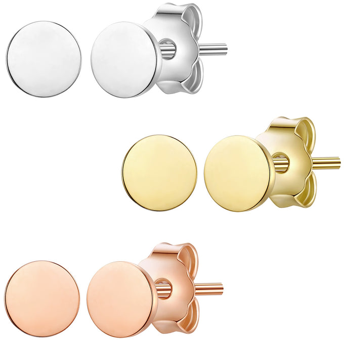 3er Set Ohrstecker Sterling Silber tricolor