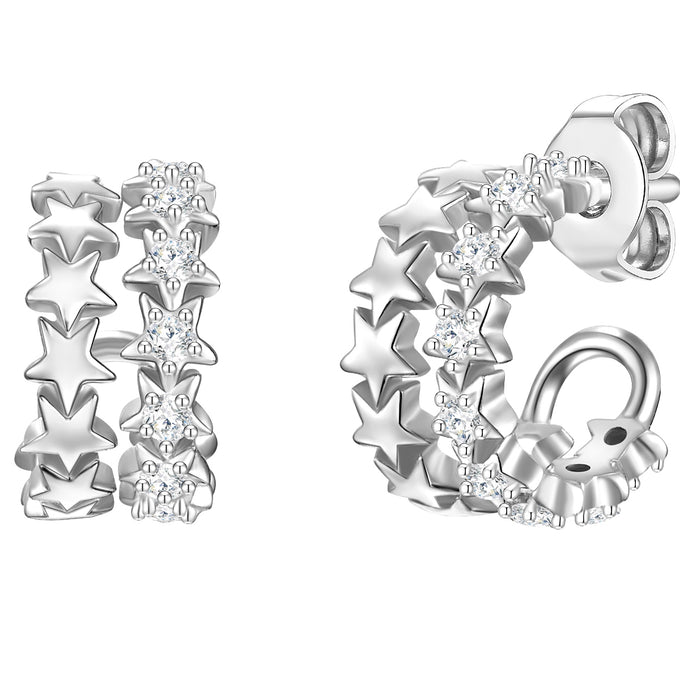 Creolen Sterling Silber Zirkonia weiß