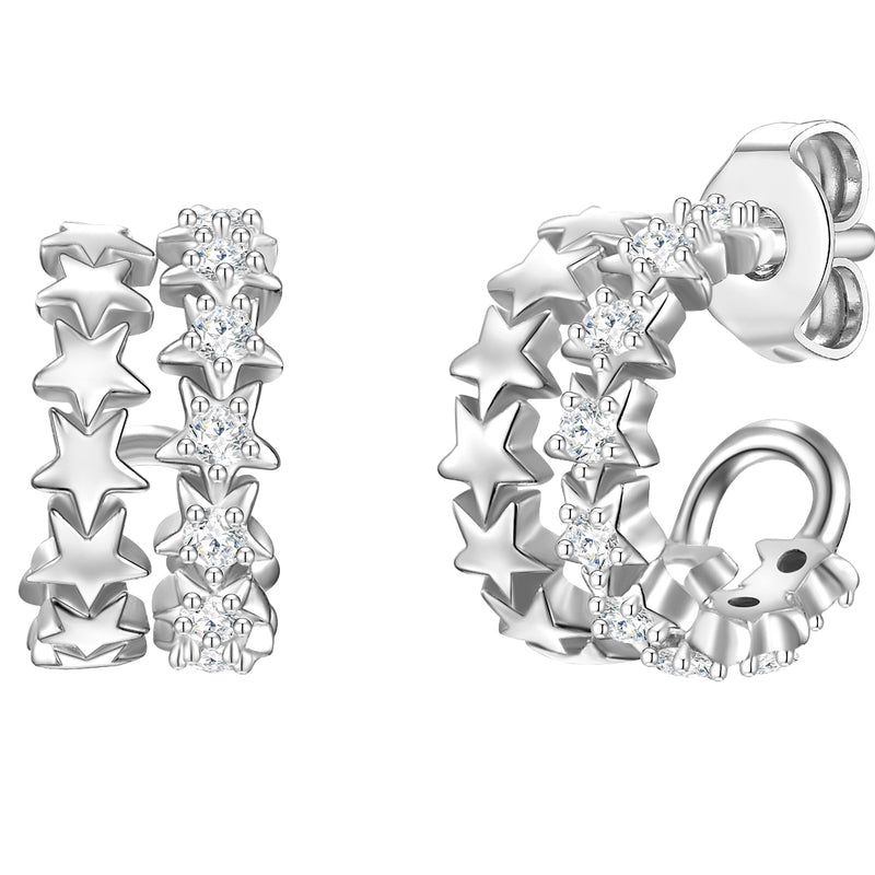 Creolen Sterling Silber Zirkonia weiß