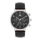 Herren Chronograph silber Echtleder schwarz