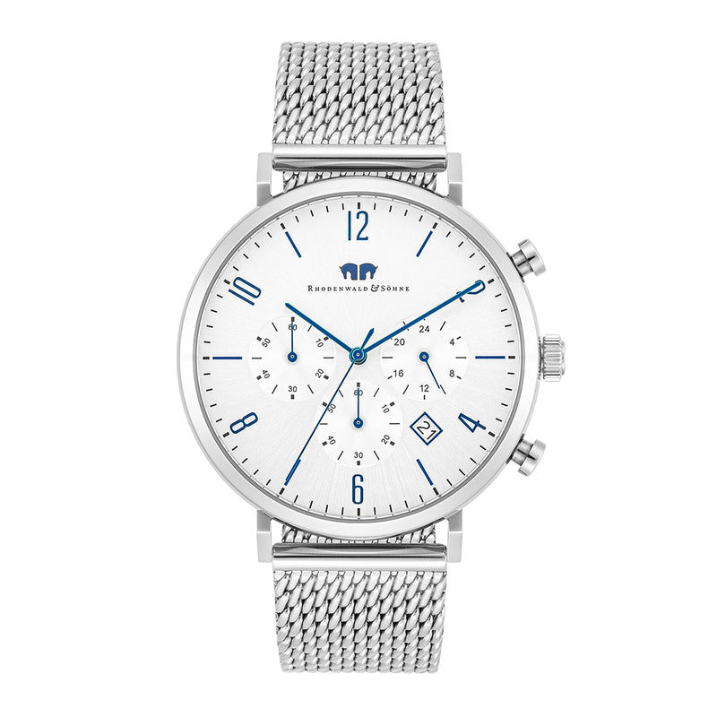 Herren Chronograph silber Edelstahl silber