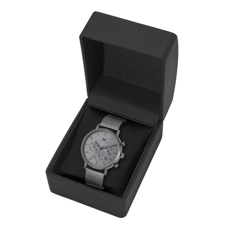 Herren Chronograph grau Edelstahl grau