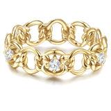 Ring Sterling Silber gelbgold Zirkonia weiß