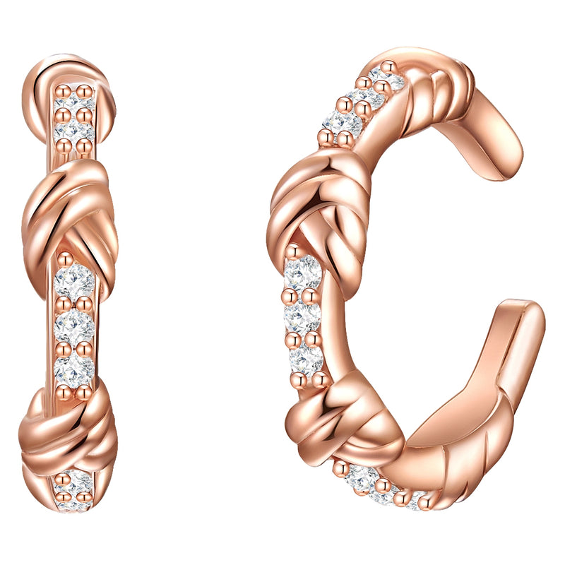Ohrklemmen Sterling Silber roségold Zirkonia weiß