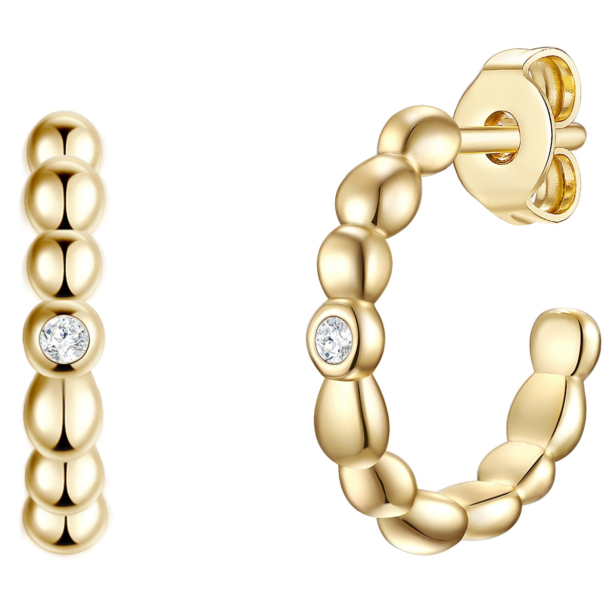 Creolen Sterling Silber gelbgold Zirkonia weiß