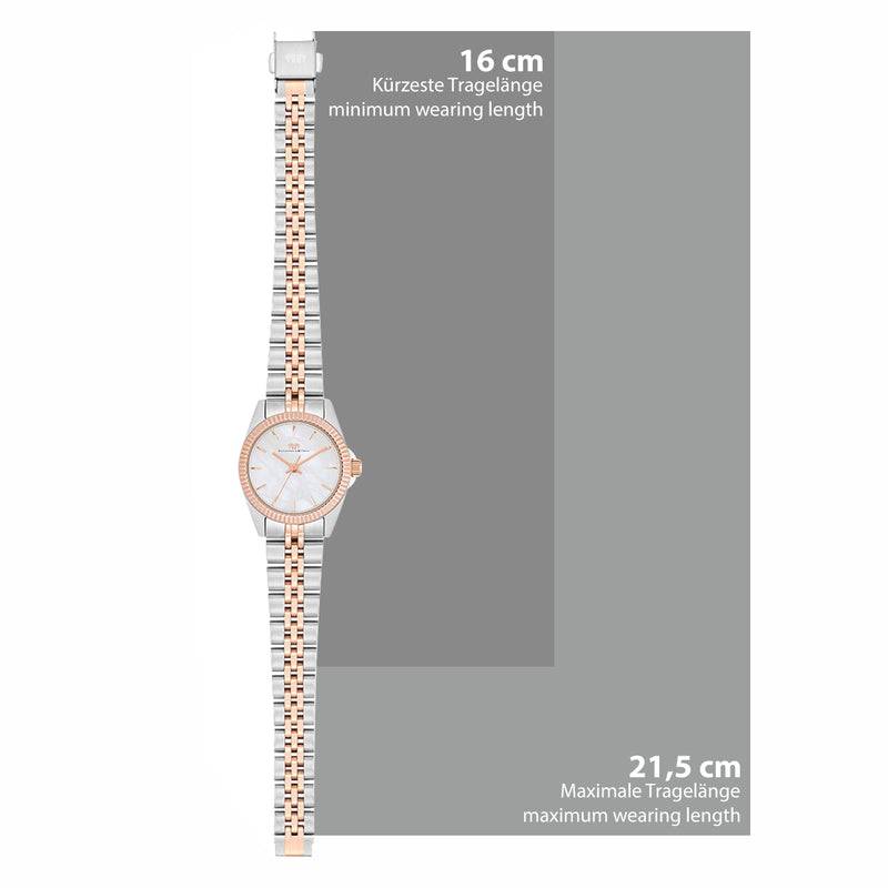 Damen Quarzuhr silber/roségold Edelstahl silber/roségold