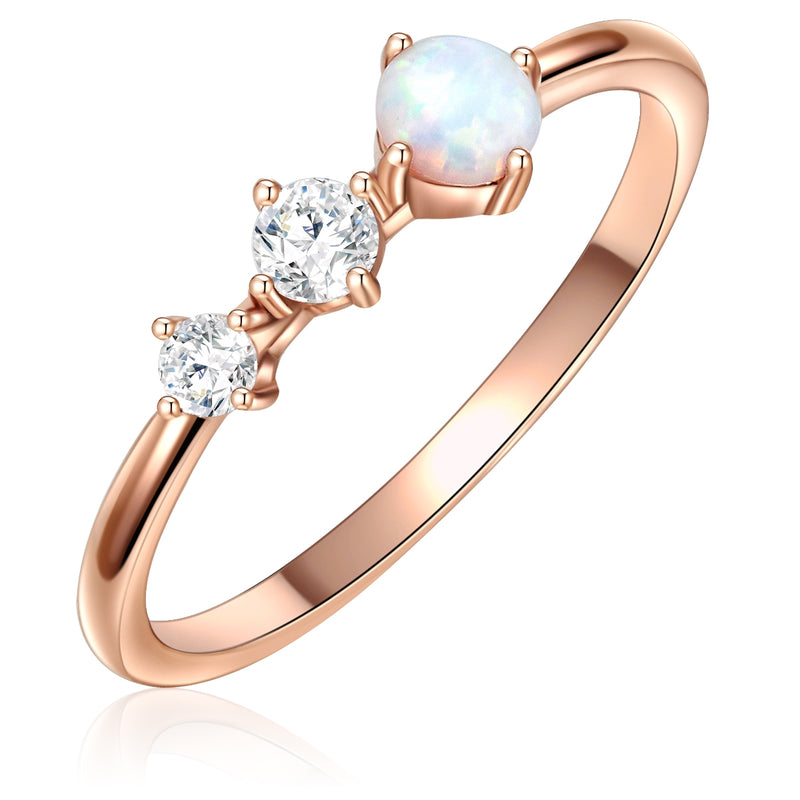 Ring Sterling Silber roségold Zirkonia weiß Opal (synth.) weiß