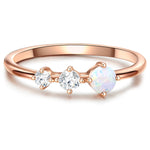 Ring Sterling Silber roségold Zirkonia weiß Opal (synth.) weiß