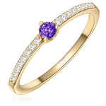 Ring Sterling Silber gelbgold Zirkonia weiß lila