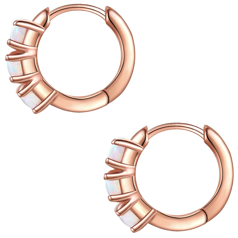 Creolen Sterling Silber roségold Opal (synth.) weiß