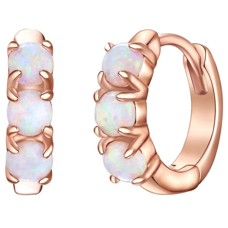 Creolen Sterling Silber roségold Opal (synth.) weiß