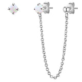 Ohrstecker Sterling Silber Opal (synth.) weiß