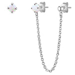 Ohrstecker Sterling Silber Opal (synth.) weiß