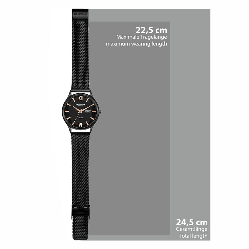 Herren Automatikuhr schwarz Edelstahl schwarz