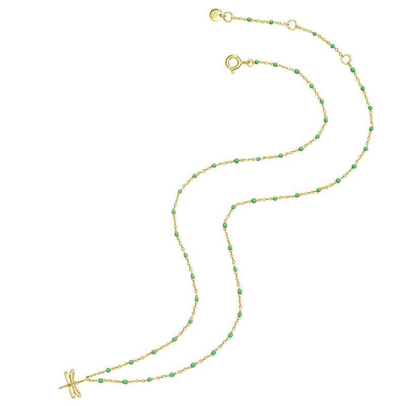 Kette Sterling Silber gelbgold Emaille grün