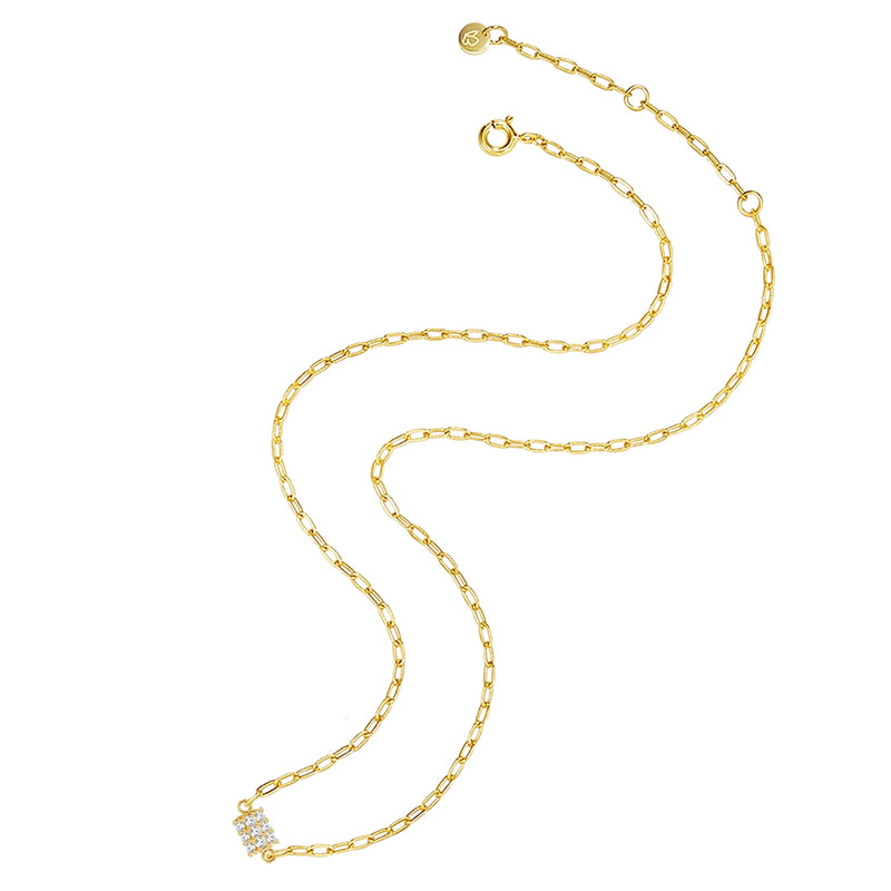 Kette mit Anhänger Sterling Silber gelbgold Zirkonia weiß