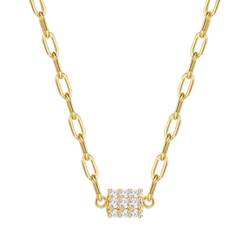 Kette mit Anhänger Sterling Silber gelbgold Zirkonia weiß