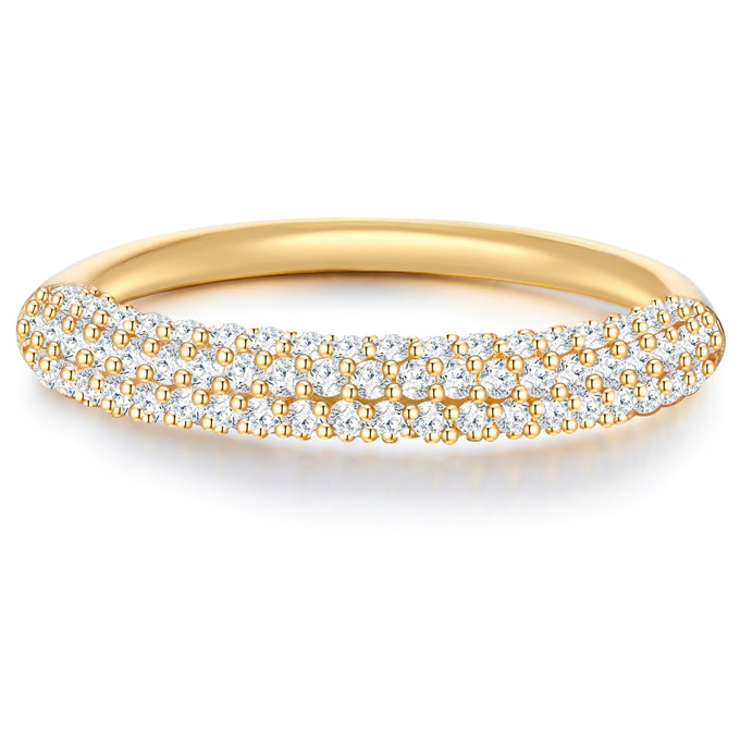 Ring Sterling Silber gelbgold Zirkonia weiß