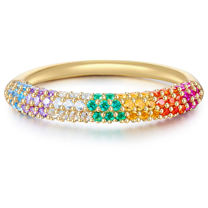 Ring Sterling Silber gelbgold Zirkonia bunt