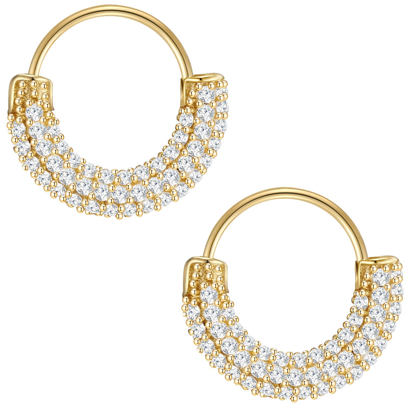 Creolen Sterling Silber gelbgold Zirkonia weiß