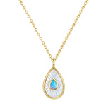 Kette mit Anhänger Sterling Silber gelbgold Perlmutt Opal (synth.) weiß