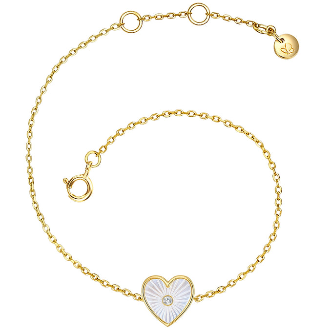 Armband Sterling Silber gelbgold Perlmutt Zirkonia weiß