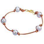 Armband Sterling Silber gelbgold Süßwasser-Zuchtperle grau