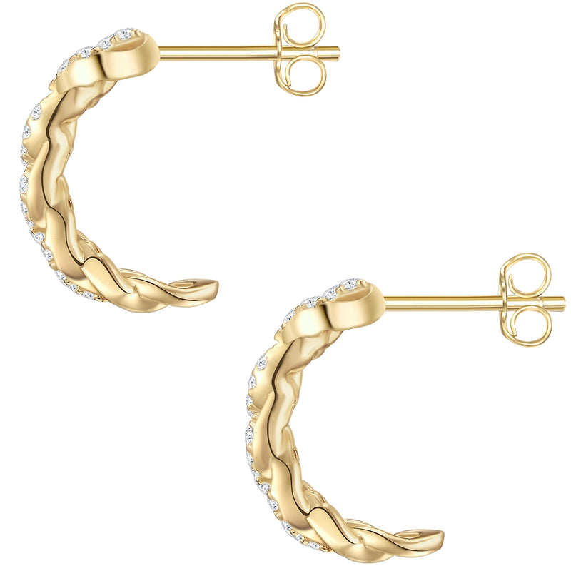 Creolen Sterling Silber gelbgold Zirkonia weiß