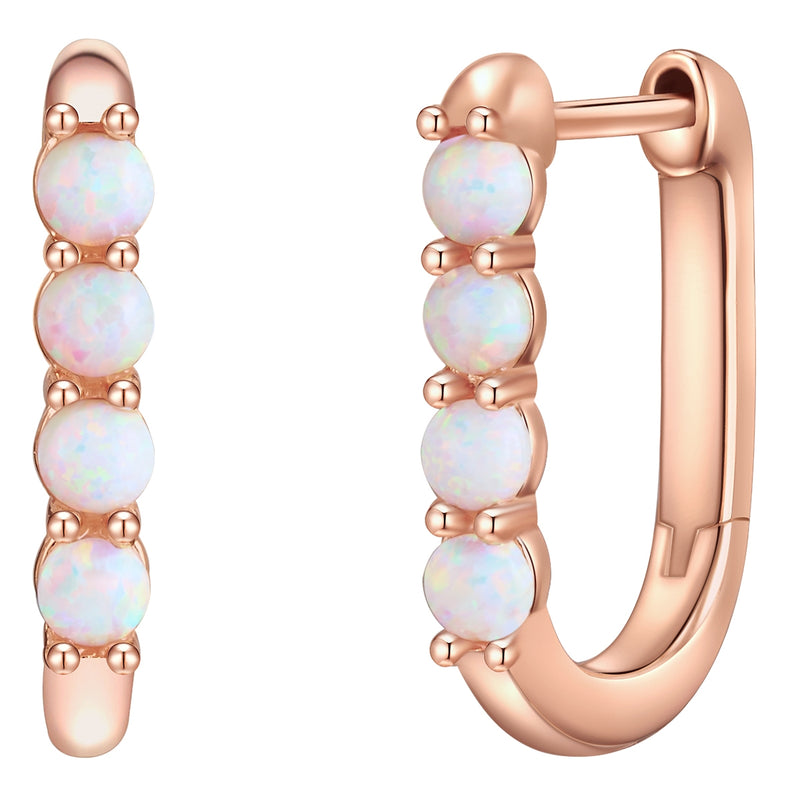 Creolen Sterling Silber roségold Opal (synth.)