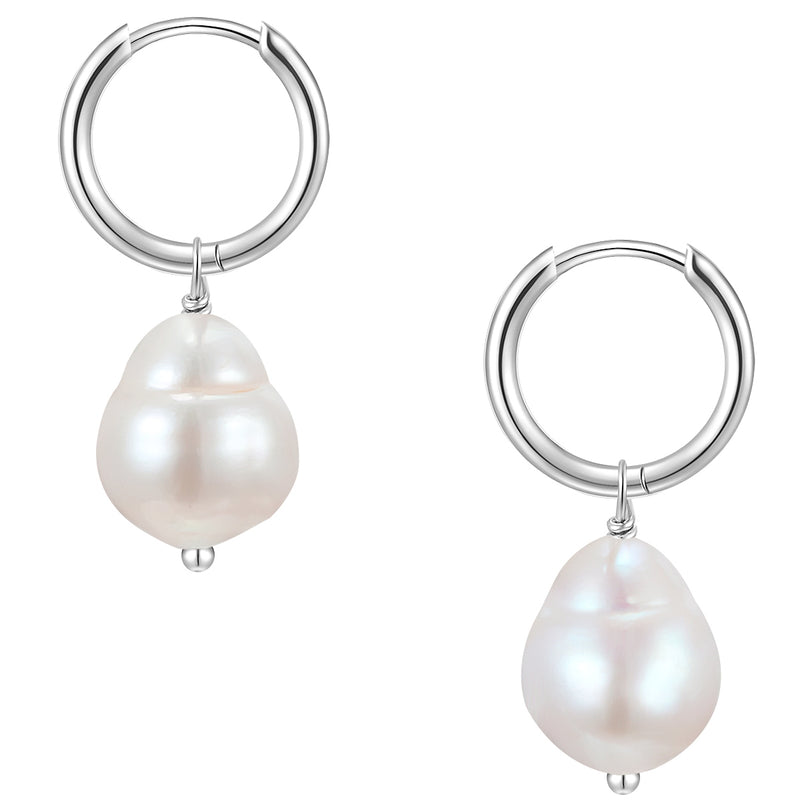Creolen Sterling Silber Süßwasser-Zuchtperle weiß