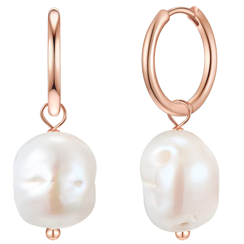 Creolen Sterling Silber roségold Süßwasser-Zuchtperle weiß