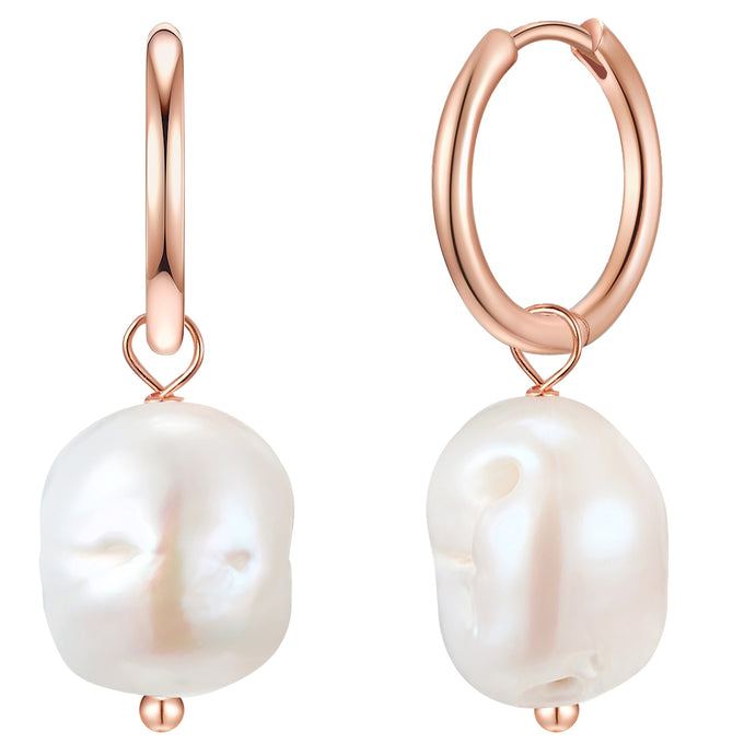 Creolen Sterling Silber roségold Süßwasser-Zuchtperle weiß