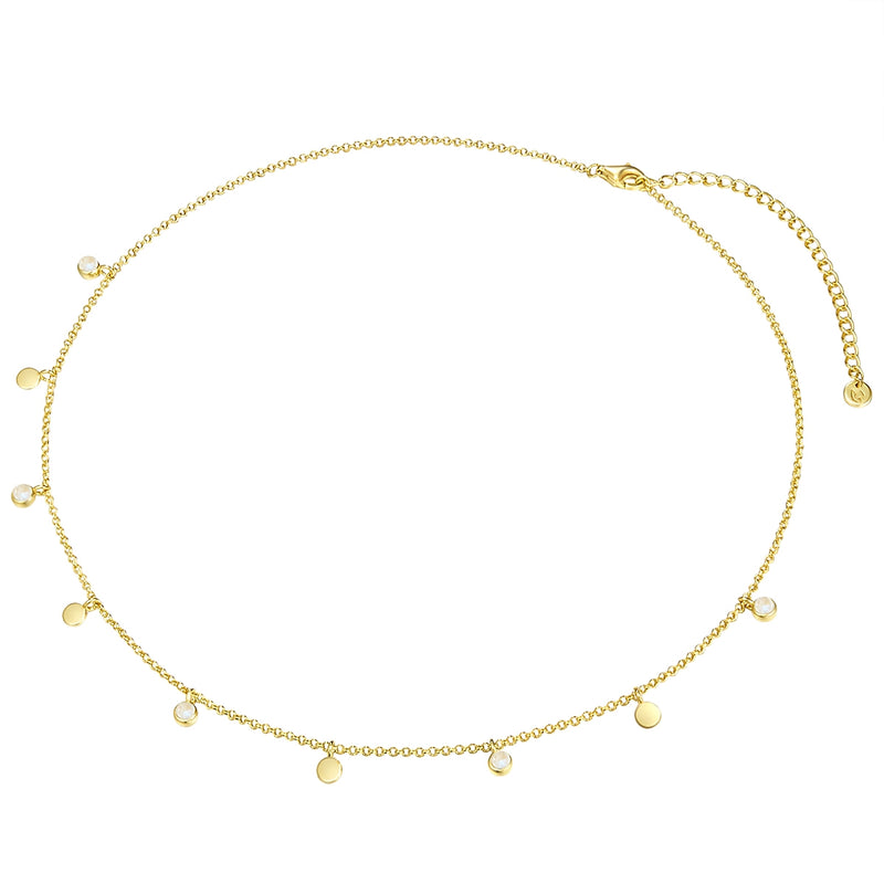 Kette Sterling Silber gelbgold Mondstein