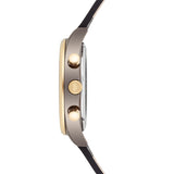 Herren Chronograph gelbgold Echtleder schwarz