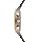 Herren Chronograph gelbgold Echtleder schwarz