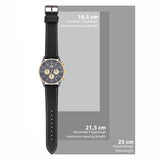 Herren Chronograph gelbgold Echtleder schwarz